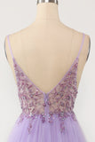 Lilla beaded Tulle Lang Prom Dress