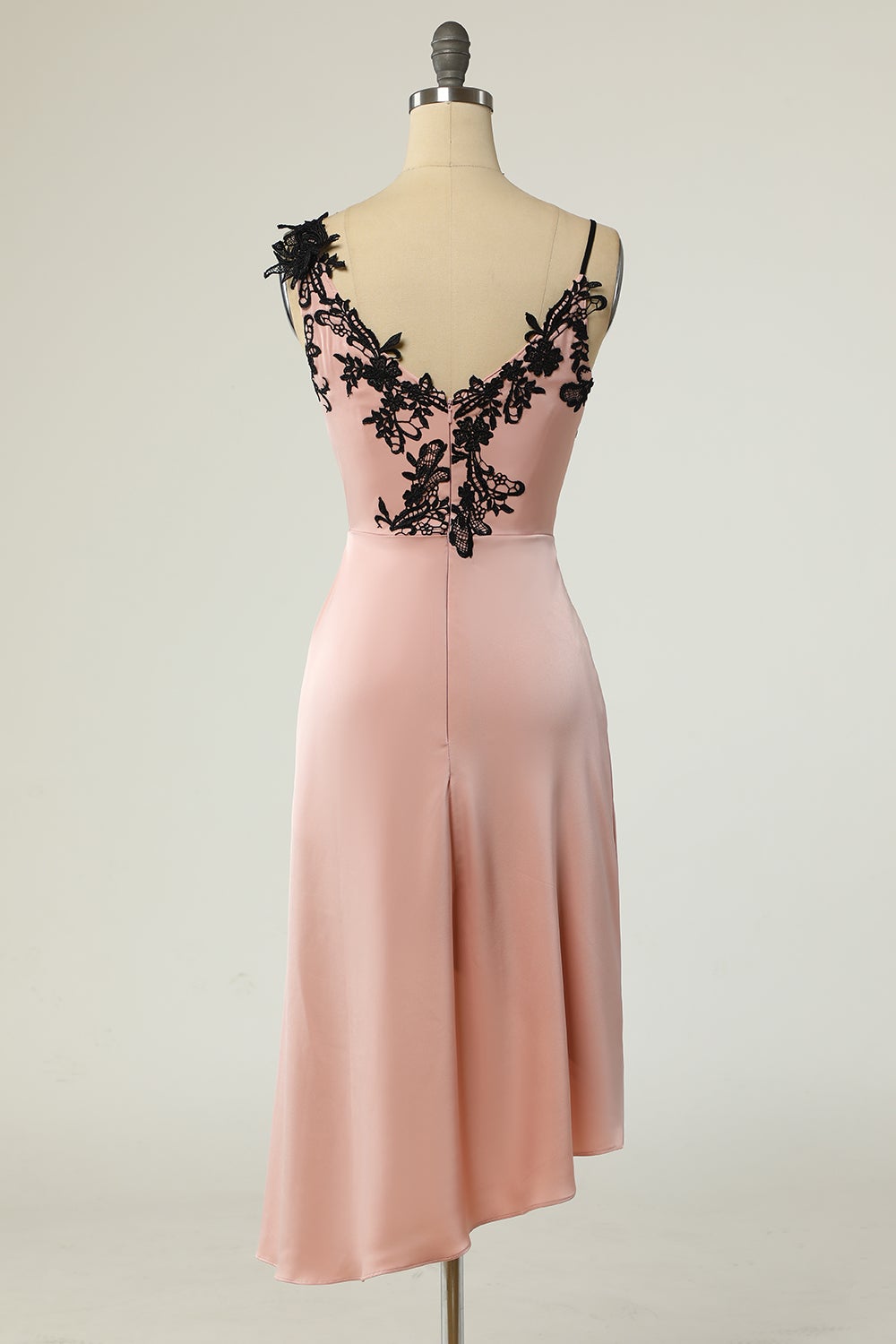 Kappe V Hals Sort Nud Knæ Længde Party Dress