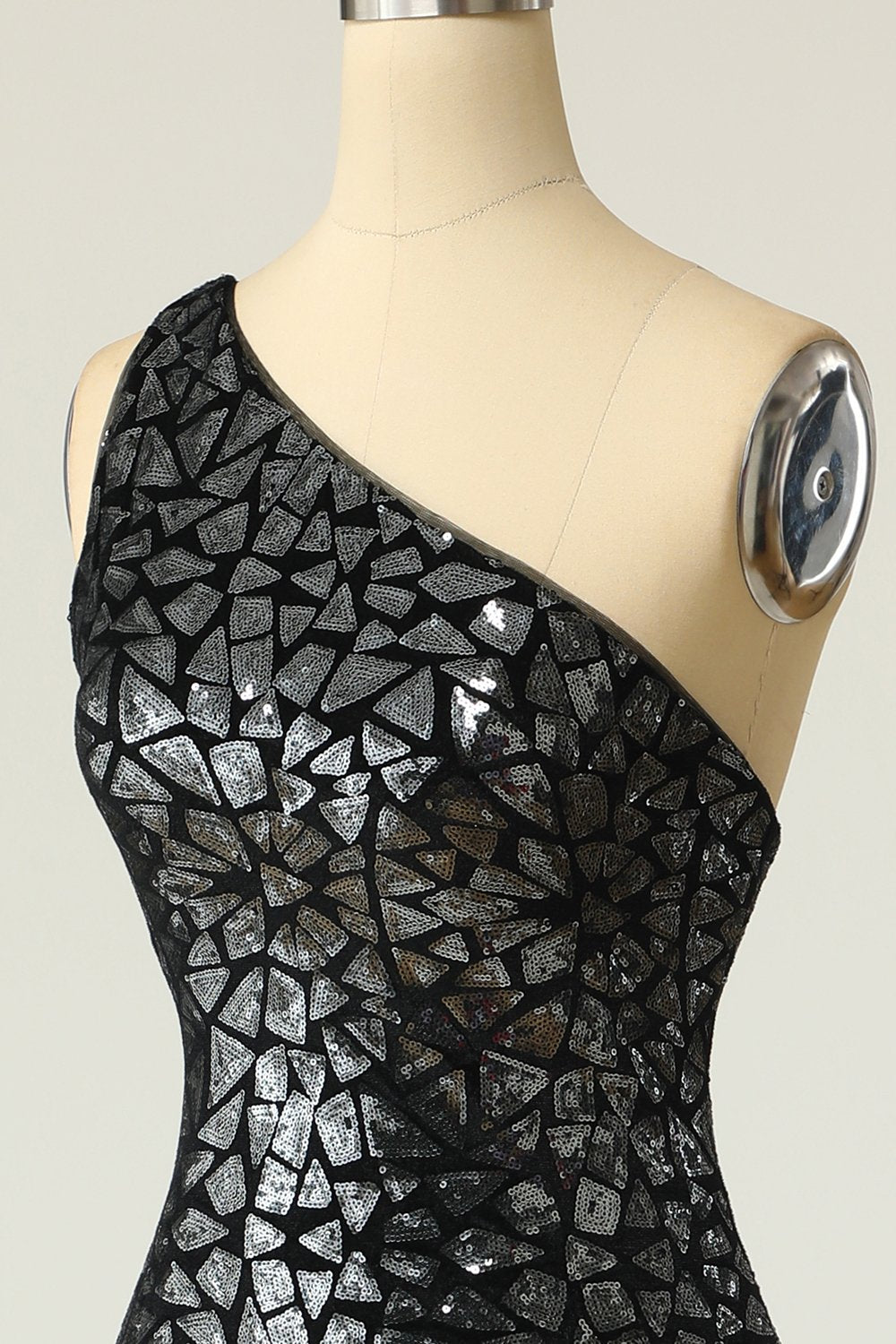 Havfrue En Shouler Mørk Guld Pailletter Prom Kjole