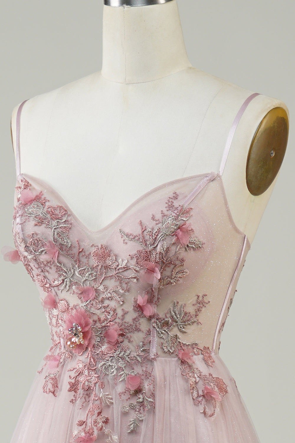 Blush Corset A-Line Long Prom Dress med blomster