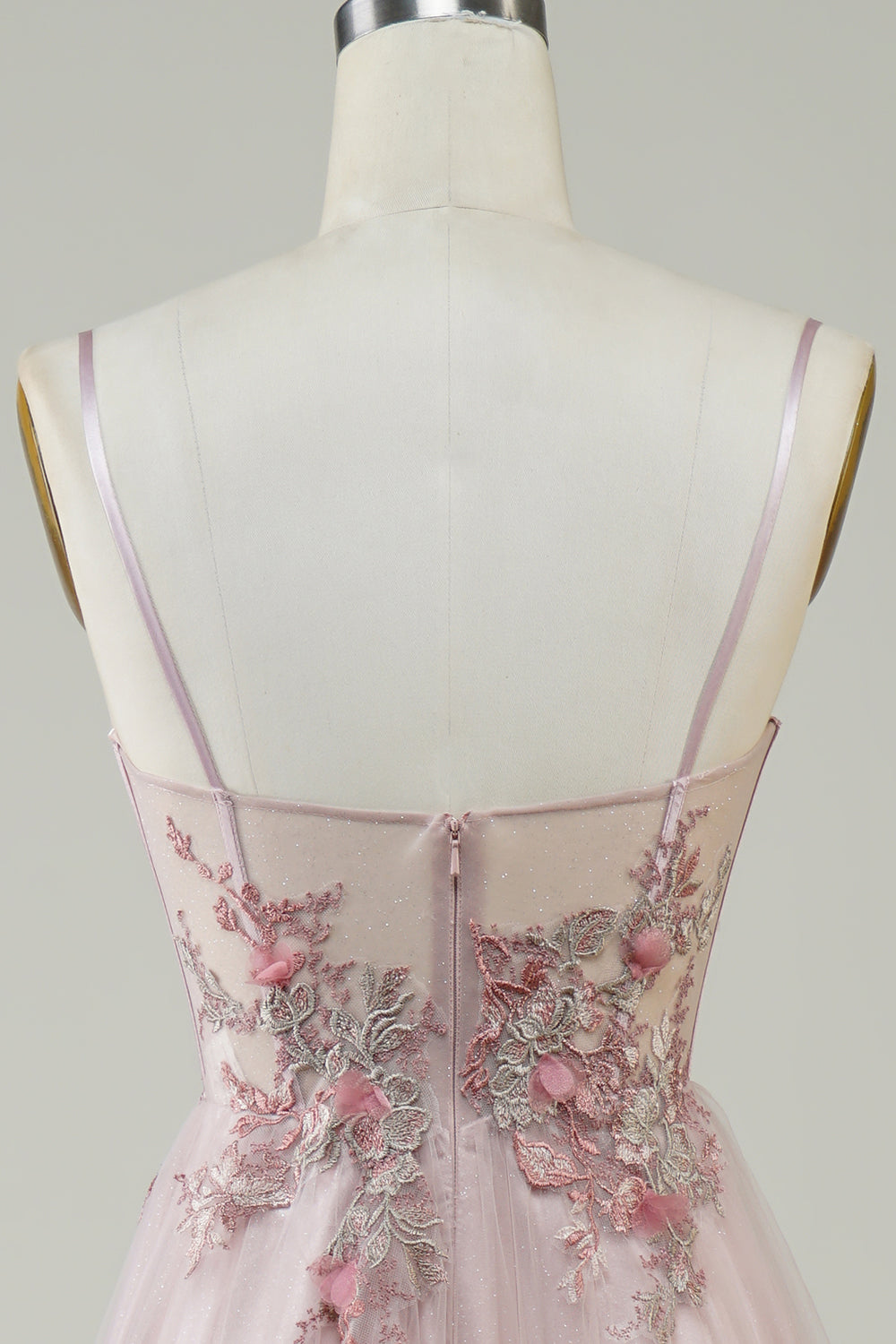 Blush Corset A-Line Long Prom Dress med blomster