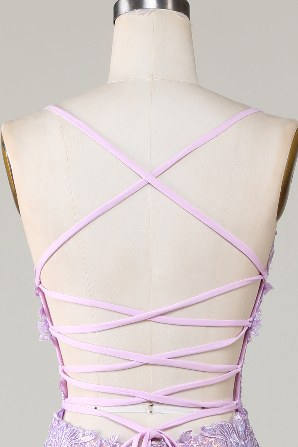 Glitrende havfrue Spaghetti Stropper Lilla Korset Prom Kjole med slids