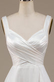 Simple Ivory Organza Scoop Neck Sweep Train Brudekjole