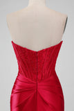 Sparky Red Strapless Bodycon Kort Cocktailkjole med blonder