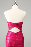 Fuchsia Bodycon Sweetheart Nøglehul Kort Cocktailkjole