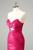 Fuchsia Bodycon Sweetheart Nøglehul Kort Cocktailkjole