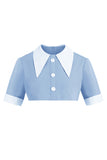 Blå Peter Pan krave To stykker Midi vintage 1950'erne kjole med knapper