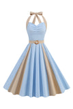En Line Blue Halter vintage kjole fra 1950'erne
