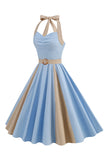 En Line Blue Halter vintage kjole fra 1950'erne