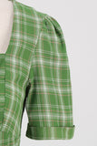 Grøn Bowknot korte ærmer Plaid 1950'erne vintage kjole