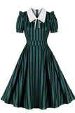 Lodret stribet revers hals Halloween kostume 1950'erne kjole