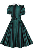 Lodret stribet revers hals Halloween kostume 1950'erne kjole