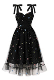 A-Line Black Pin Up 1950'er kjole med stjerner