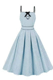 Blå prikker pin op 1950'erne vintage kjole
