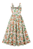 Pink A-Line Pin Up 1950'er kjole med blomstertryk