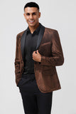 Brun sjal revers en knap Mænds Prom Blazer