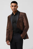 Brun sjal revers en knap Mænds Prom Blazer