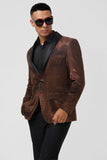 Brun sjal revers en knap Mænds Prom Blazer