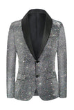 Glitrende grå sjal revers Slim Fit Herre Prom Blazer