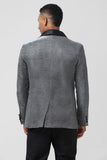 Glitrende grå sjal revers Slim Fit Herre Prom Blazer