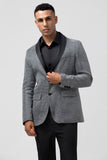 Glitrende grå sjal revers Slim Fit Herre Prom Blazer