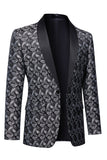 Sort sjal revers print mænds blazer