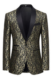 Golden Jacquard Sjal Revers Blazer til mænd