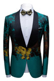 Peacock Green 2 stk Jacquard sjal revers mænds dragter