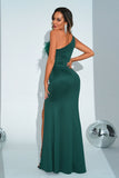 Havfrue grøn One Shoulder Long Prom Kjole med slids