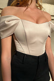 Sort Off the Shoulder Satin Korset Bustier Top