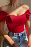 Sort Off the Shoulder Satin Korset Bustier Top