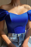 Sort Off the Shoulder Satin Korset Bustier Top