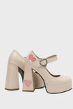 Sort PU læder Platform Block Heel Mary Jean sko