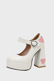 Sort PU læder Platform Block Heel Mary Jean sko