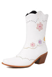 Sort Mid Calf Chunky Heel Cowgirl Støvler