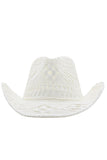 Abrikos Strikning Western Cowboy Hat Strå Hat Hul Out Sunhat