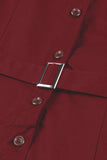 Enkel bordeaux revers hals vintage 1950'erne kjole