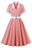 Blush revers hals A Line Vintage 1950'erne kjole