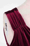 Bordeaux A Line V-hals plisseret kort vintage 1950'erne kjole
