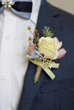 Abrikos Prom Wrist Corsage og mænds Boutonniere Til Bryllup