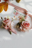 Elegant Blush Prom Wrist Corsage og mænds Boutonniere til bryllupsfest