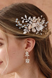 Blomst Krystal Perle Rhinestone Bryllup Hårklemme