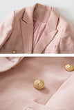 Pink Notched Revers Dobbeltradet Kvinders Blazer