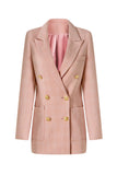 Pink Notched Revers Dobbeltradet Kvinders Blazer