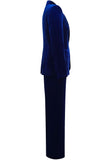 Royal Blue Velvet Single Button Kvinders dragter