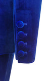 Royal Blue Velvet Single Button Kvinders dragter