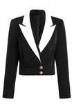 Sort hakket revers kort kvinders blazer