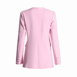 Elegant Pink 3D Blomst Kvinders Blazer