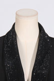 Glitrende sort sjal revers backless beading kvinders blazer