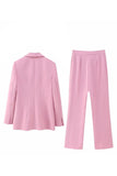 Pink Sjal Revers One Button 2 stykker Kvinder Suits